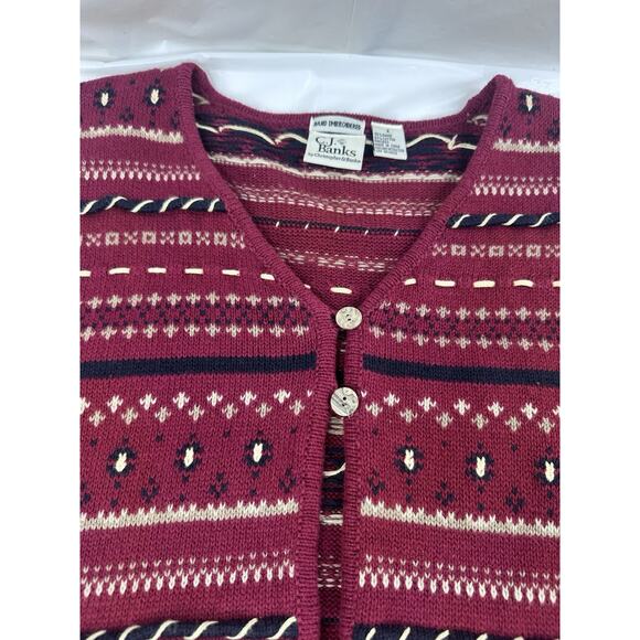 CJ Banks Nordic Cardigan Sweater 1X Button Up Hand Embroidered Christmas - Picture 4 of 7